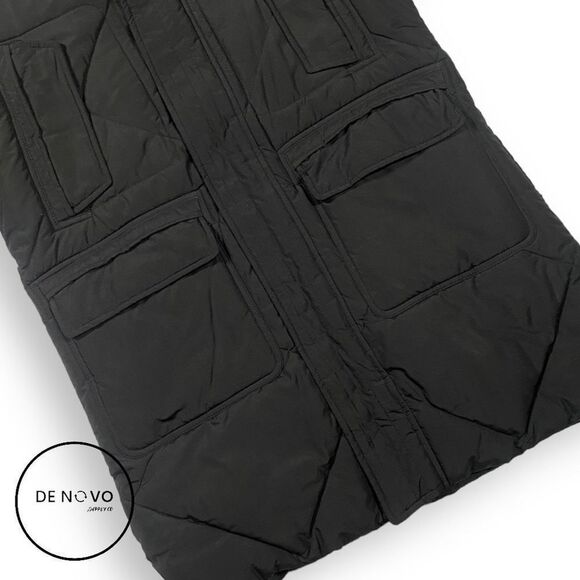 Stile Benetton Men's Quilted Detachable Hood Neckwarmer Parka Jacket 46 Black - Picture 6 of 9